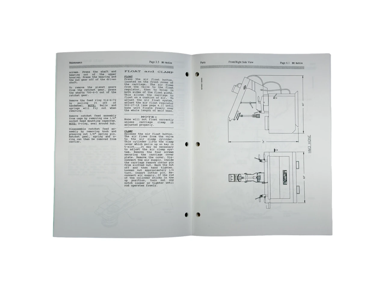 Rottler Model HM3 Cylinder Honing Machine Manual