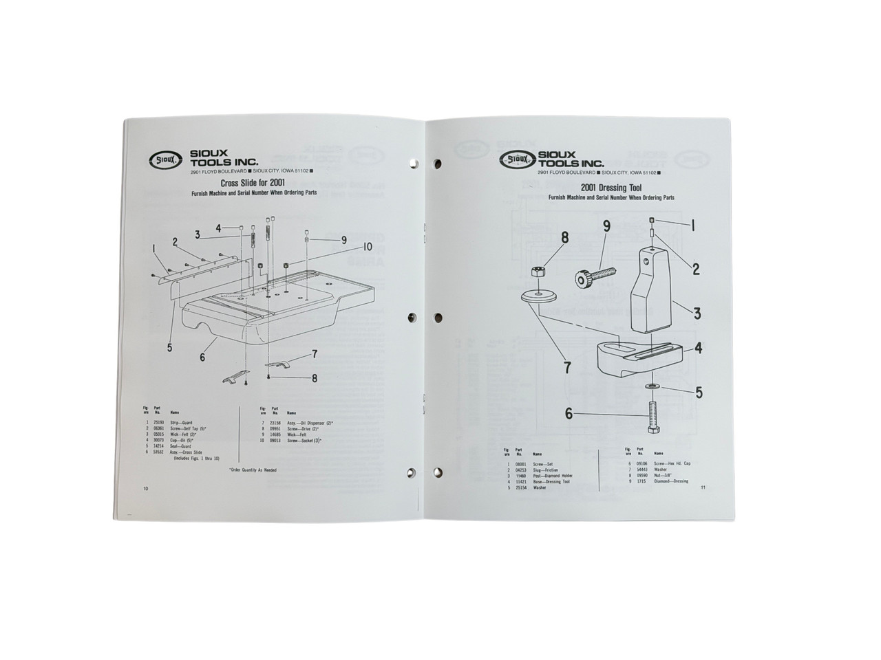 憂　ページ Sioux Model 2001 Valve Grinder Instruction and Parts Manual