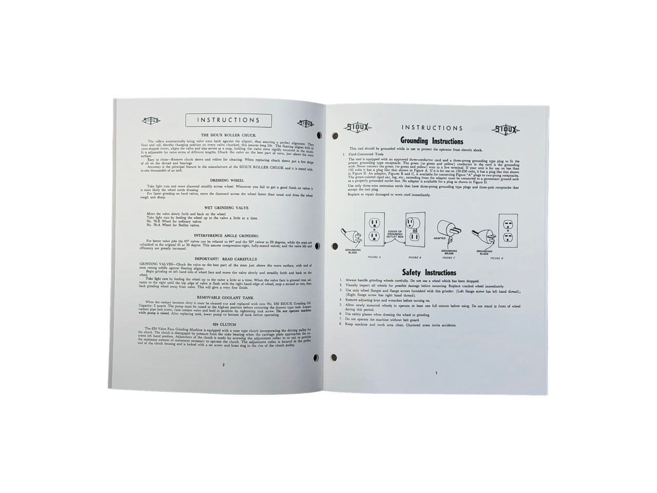 Sioux Model 624 Valve Grinder Instruction and Parts Manual