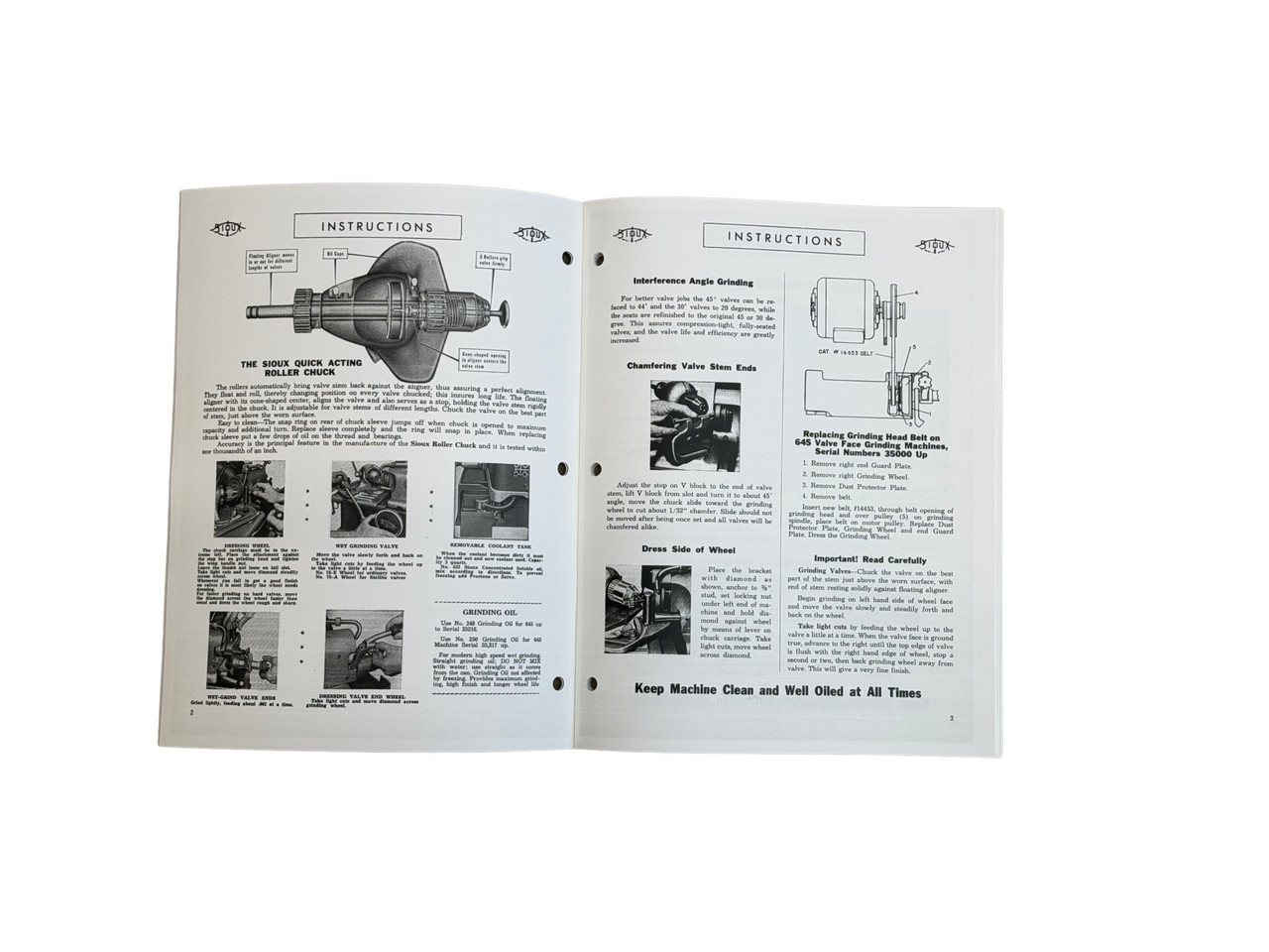 Sioux Model 645 & 645L Valve Grinder Manual Serial 35,000 to 40,000