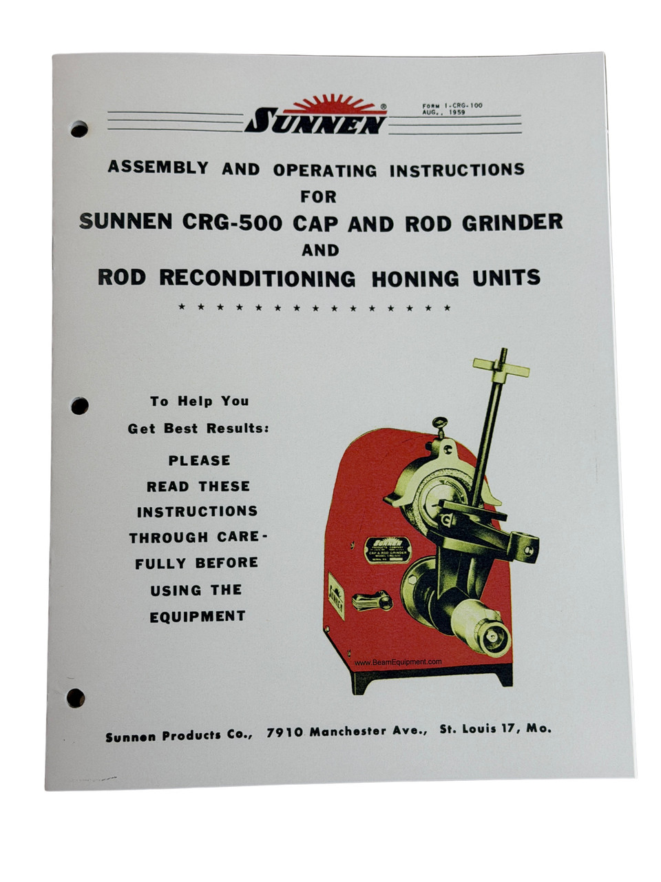 Sunnen Model CRG-500 Manual