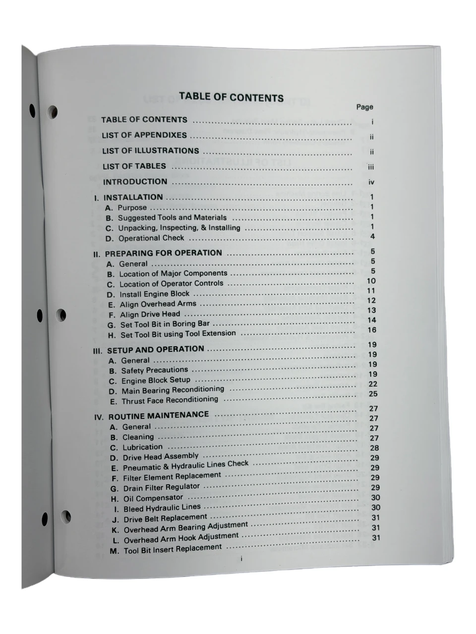 Sunnen Model TA-20 Line Bore Machine Instruction Manual