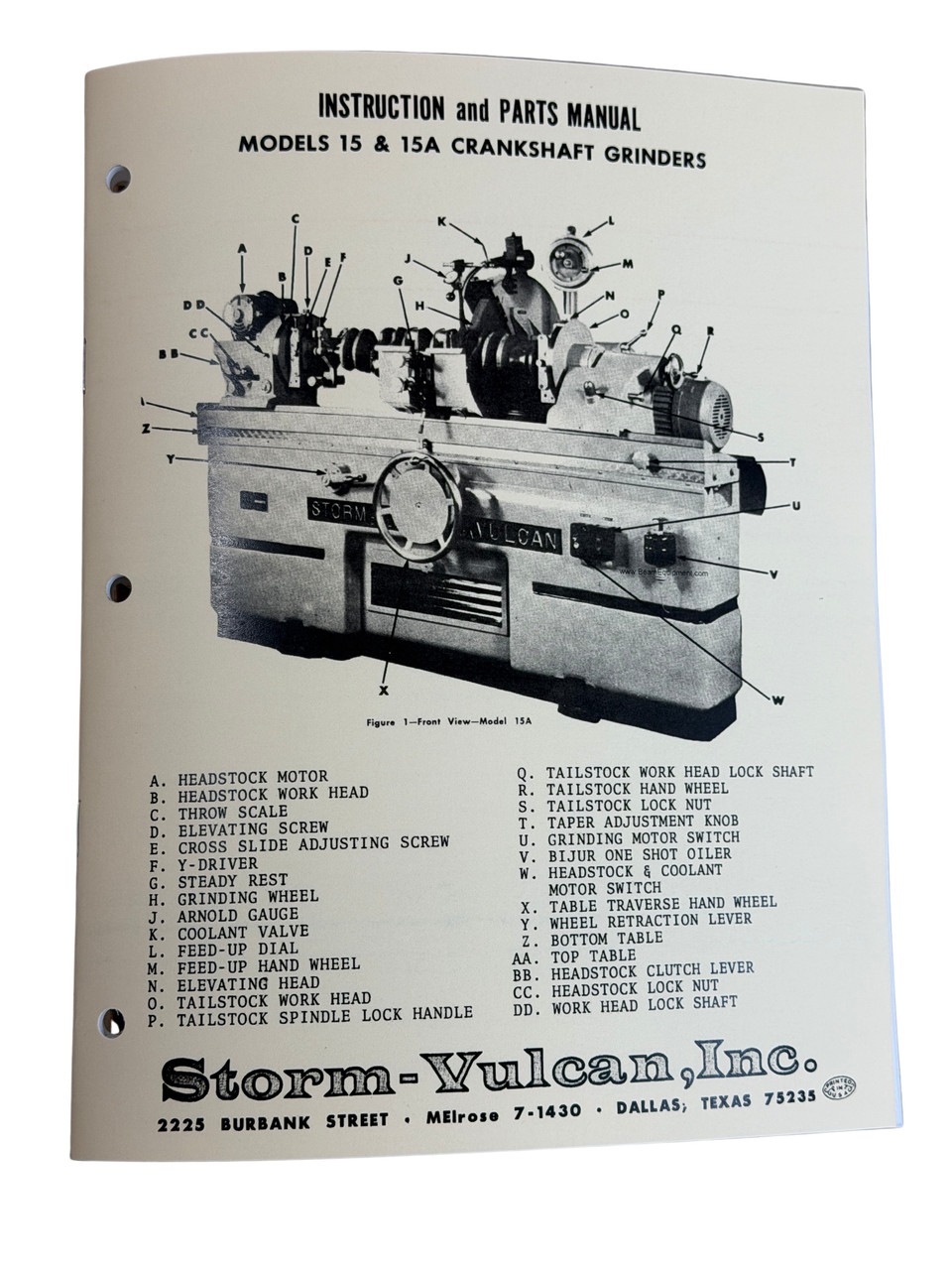 Storm Vulcan 15 & 15A Crankshaft Grinder Manual