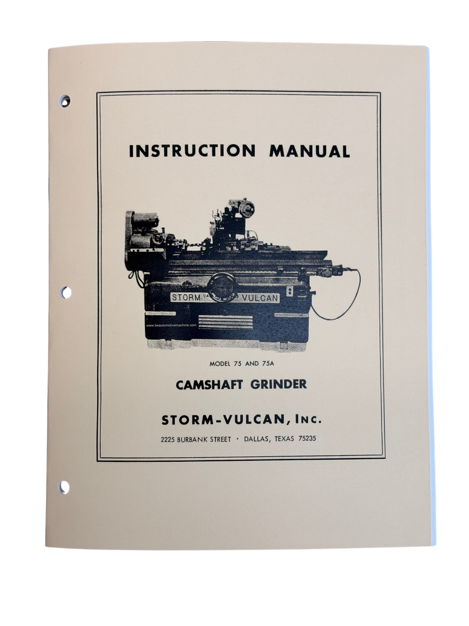 Storm Vulcan 75 & 75A Camshaft Grinder Manual