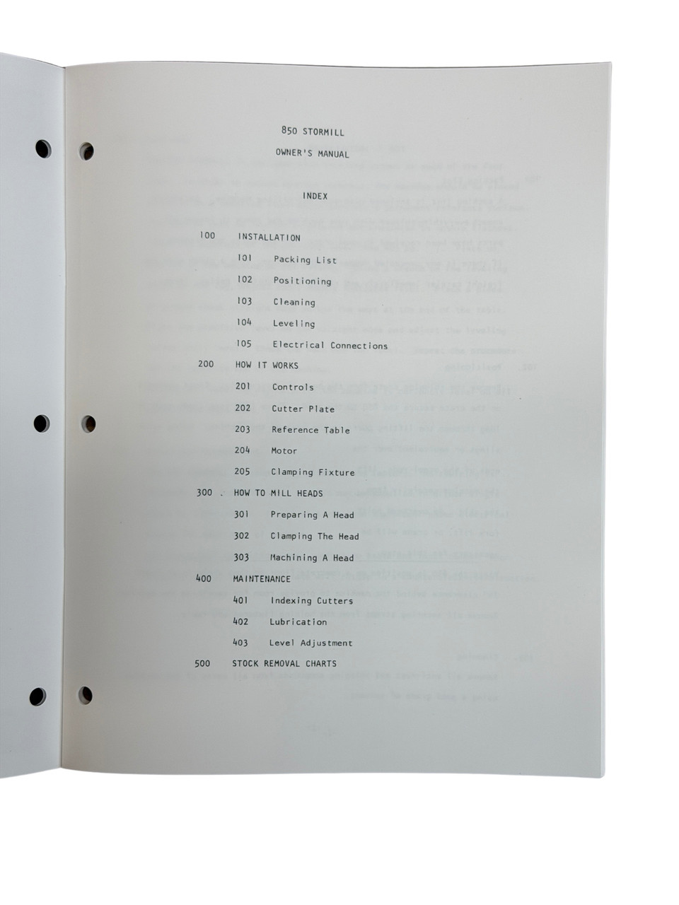 Storm Vulcan Model 850 Rotary Broach Instruction Manual
