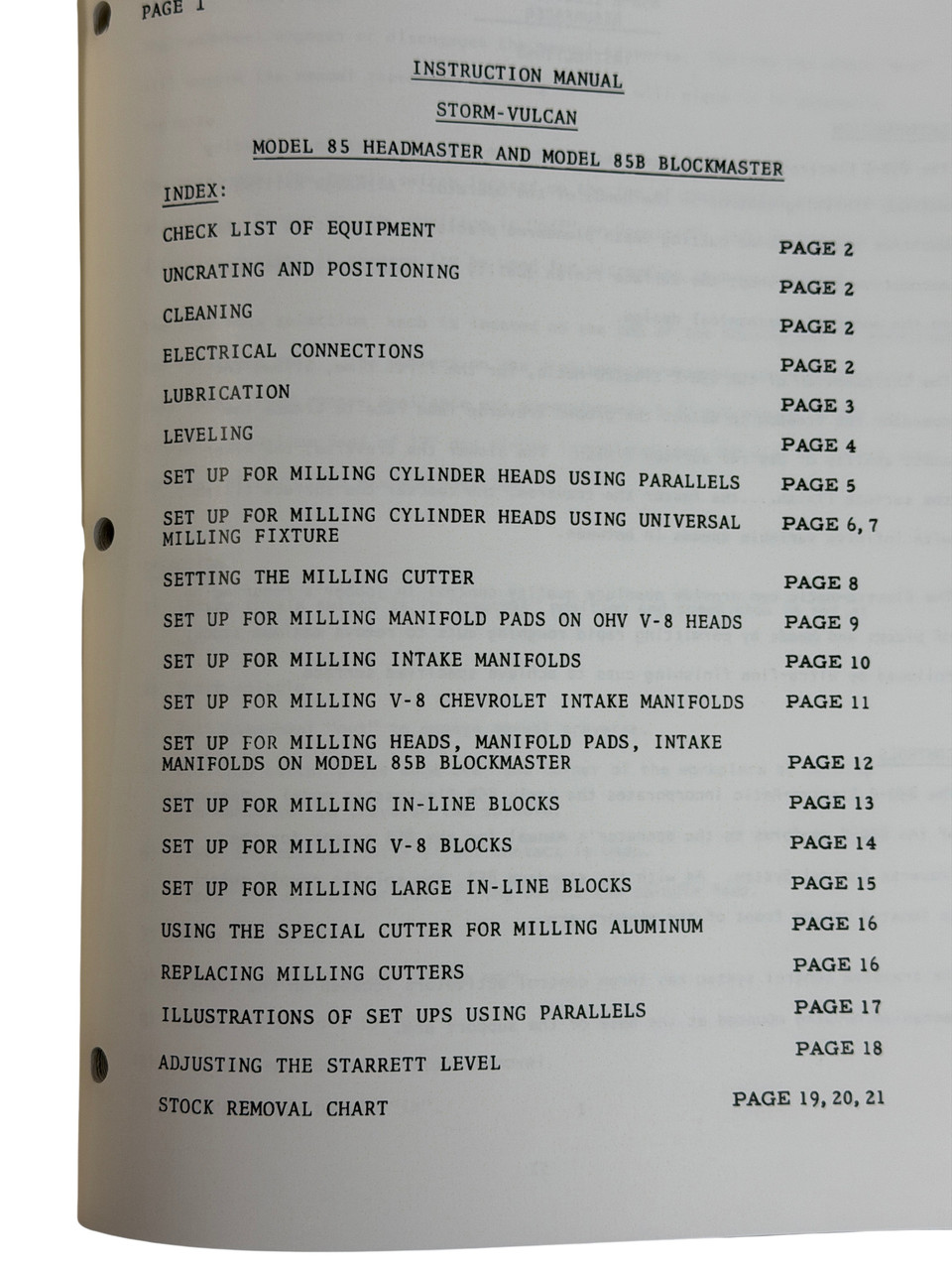 Storm Vulcan Model 85 & 85B Rotary Broach Manual