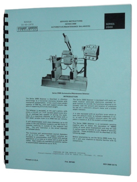 Stewart Warner Series 2000 Crankshaft Balancer Manual