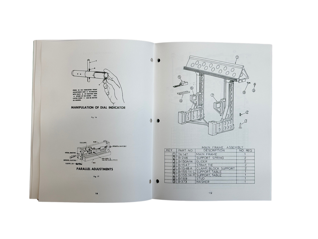 Tobin Arp Model TA-14T Line Bore Machine Parts Manual