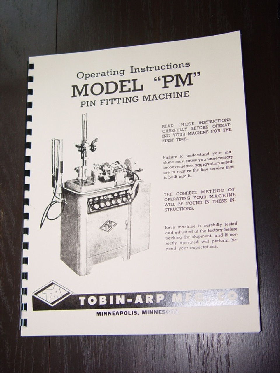 Tobin Arp Model PM Manual