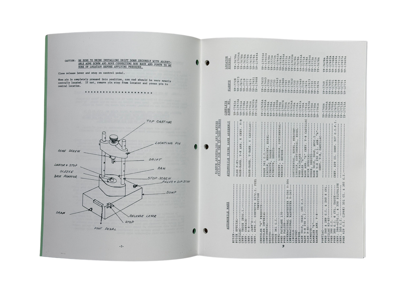 Tobin Arp Model TP-7600 Connecting Rod Press Manual