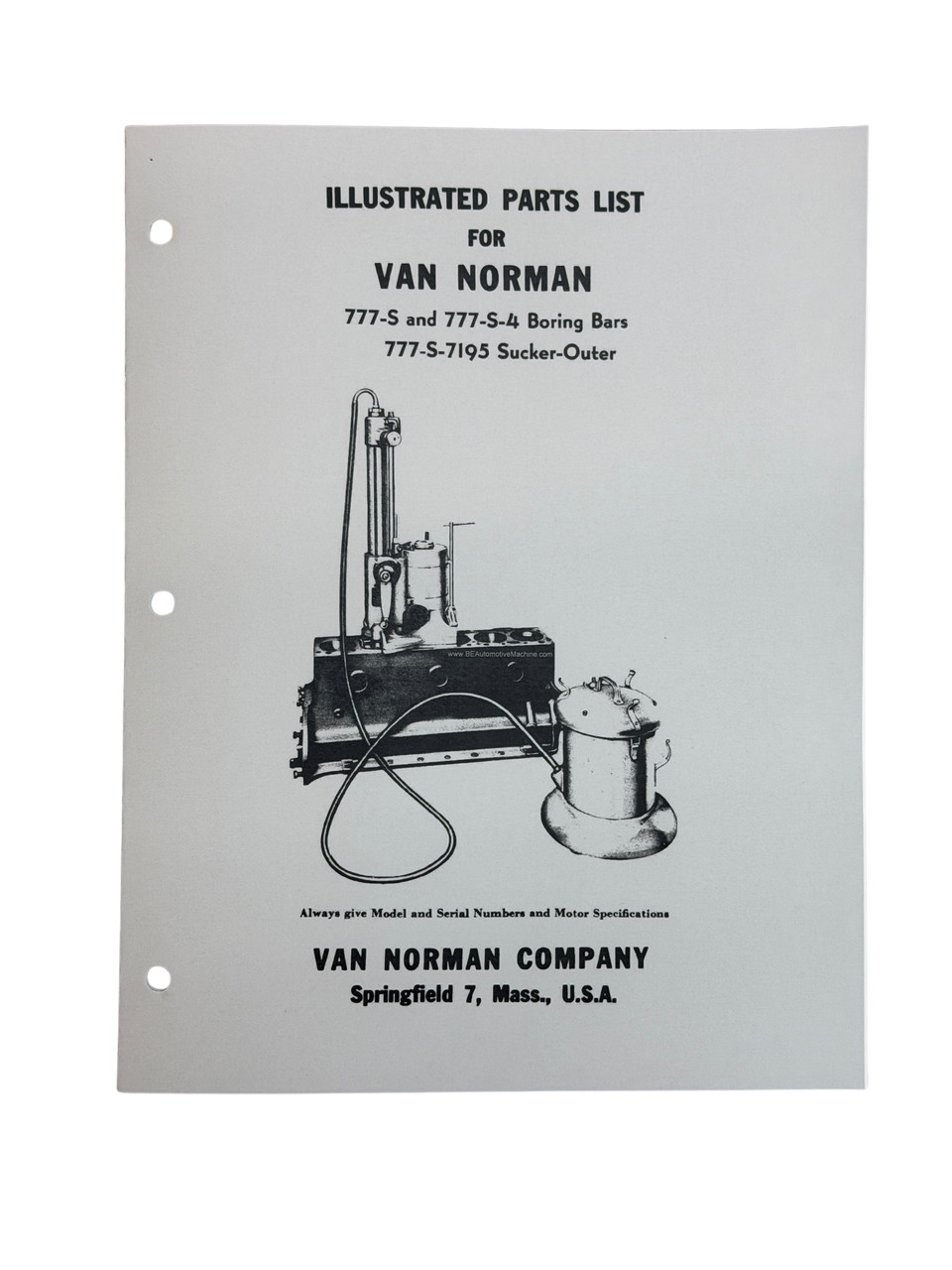 Van Norman Model 777-S & 777-S4 Boring Bar Parts Manual