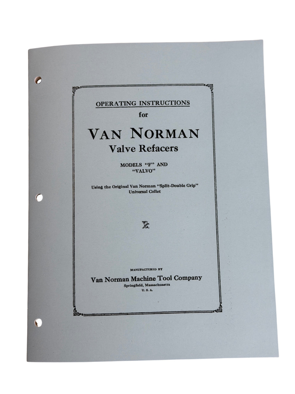 Van Norman Model F Valve Grinder Manual