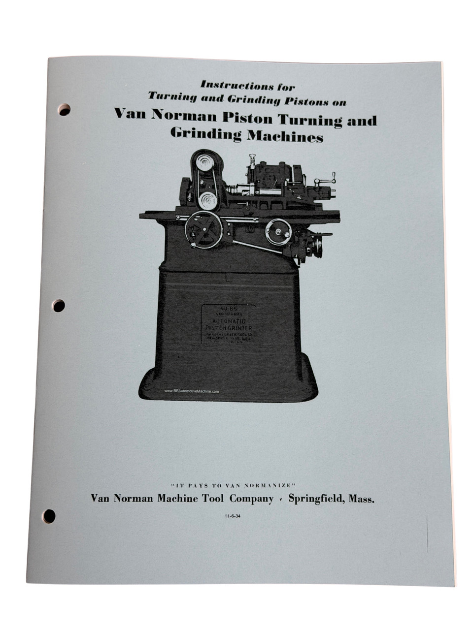Van Norman Piston Grinder Manual