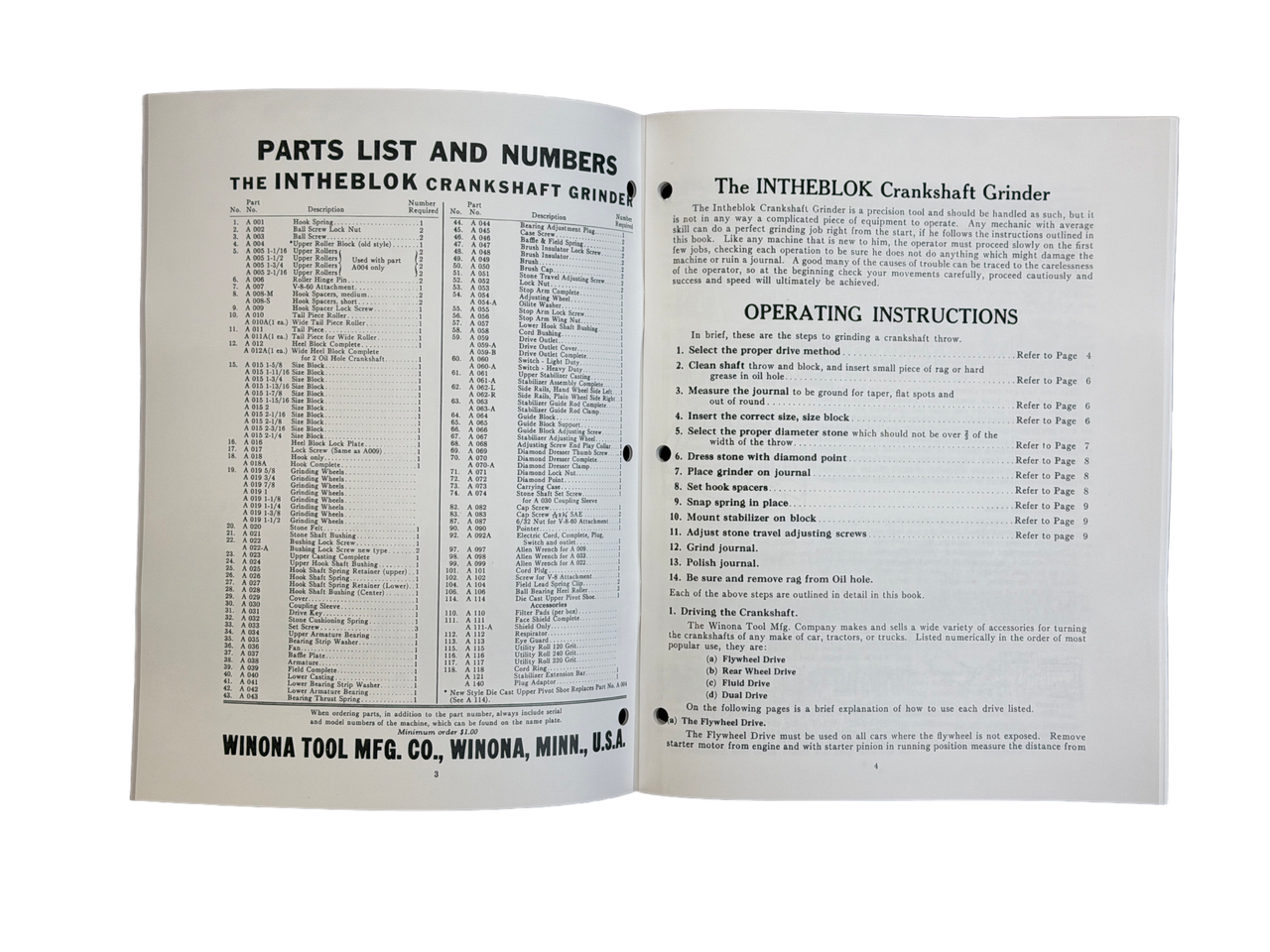 Van Norman Portable Crankshaft Grinder Instruction Manual