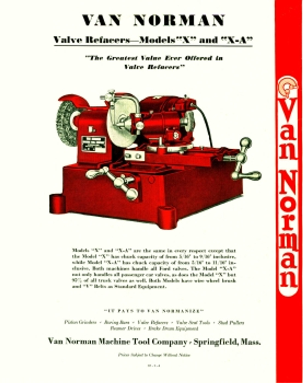 Van Norman Model  X & XA  Flier