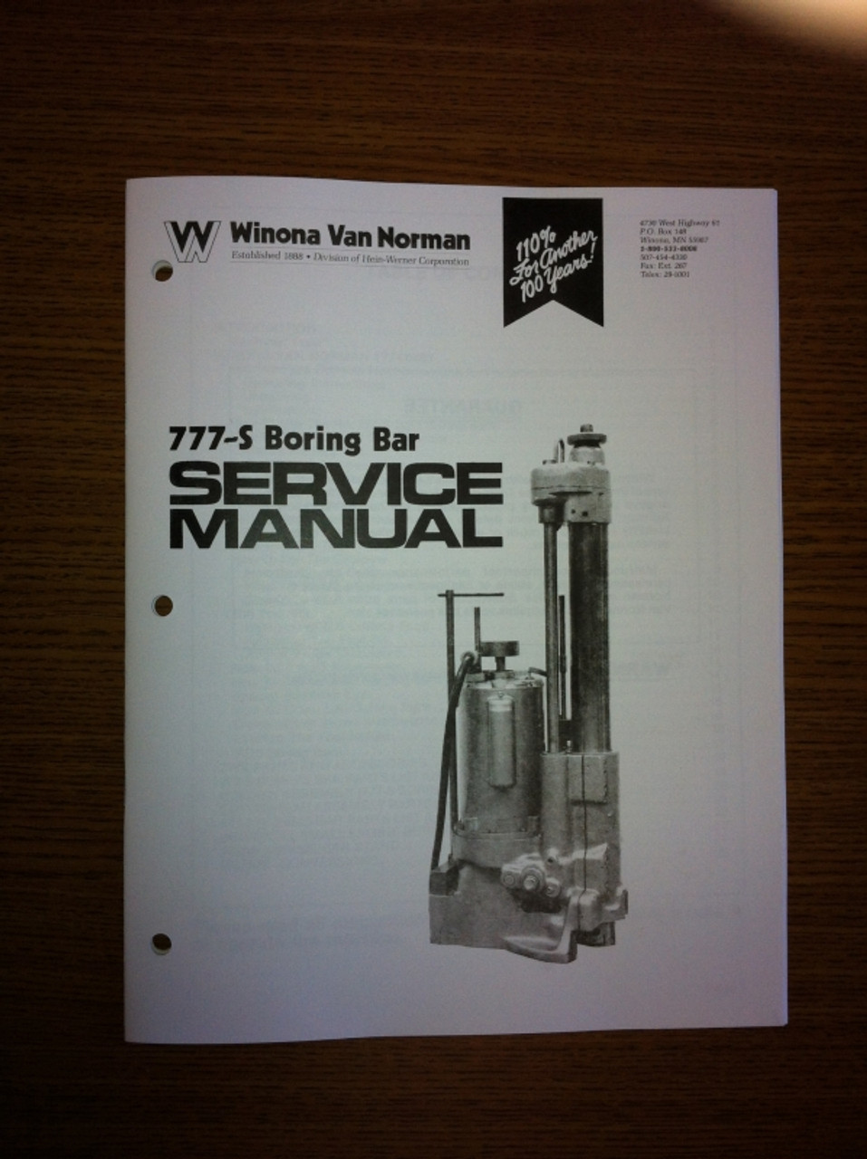 Winona Van Norman Model 777-S Manual