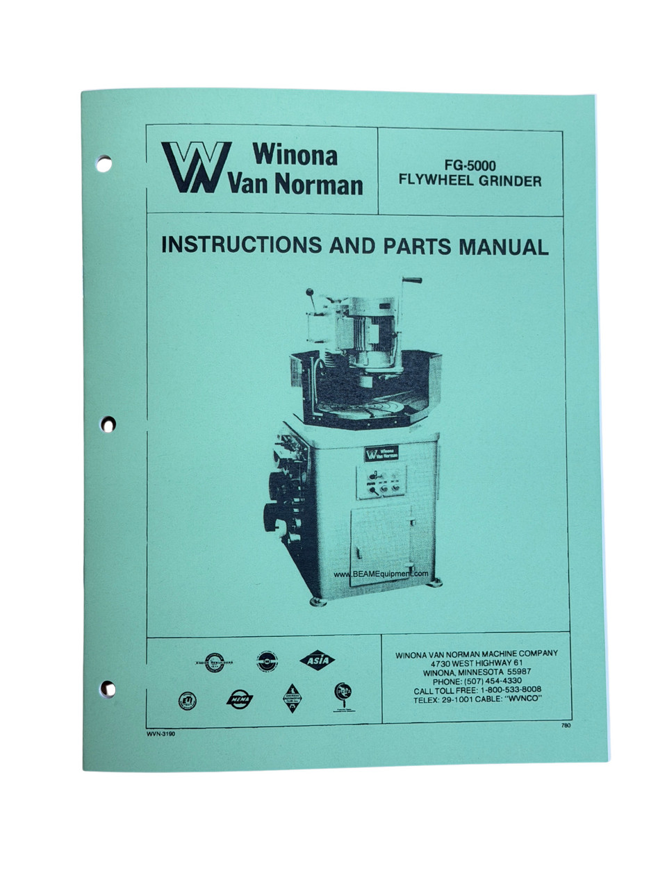 Winona Van Norman Model FG5000 Flywheel Grinder Manual