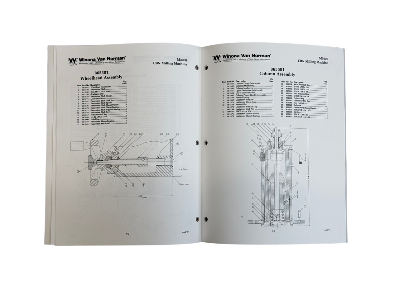 Winona Van Norman Model M3000 Surfacer Manual