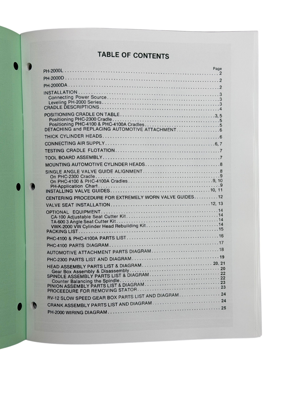 Winona Van Norman Model PH2000 Seat & Guide Machine Manual