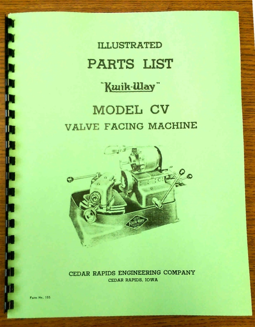 Kwik Way Model CV Parts Manual