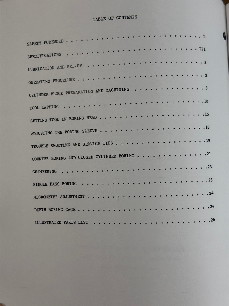 Kwik Way Model FN Boring Bar Manual