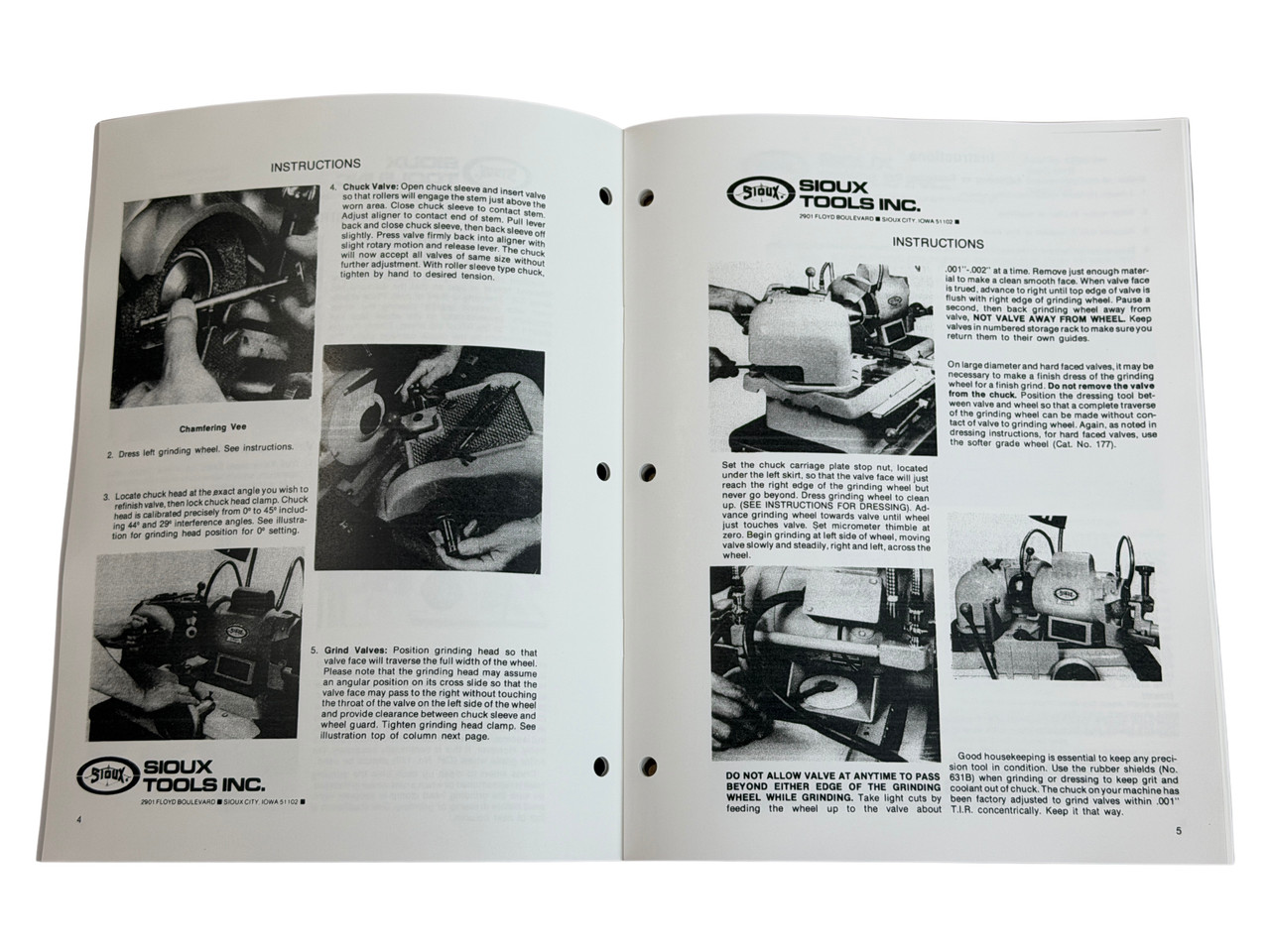 Sioux Model 645 & 645L Valve Grinder Manual SN 40001 & Up