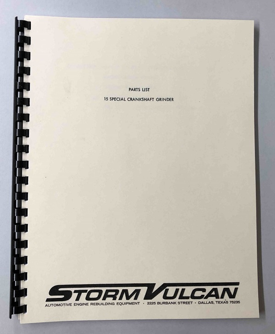 Storm Vulcan Model 15 Special Parts Manual