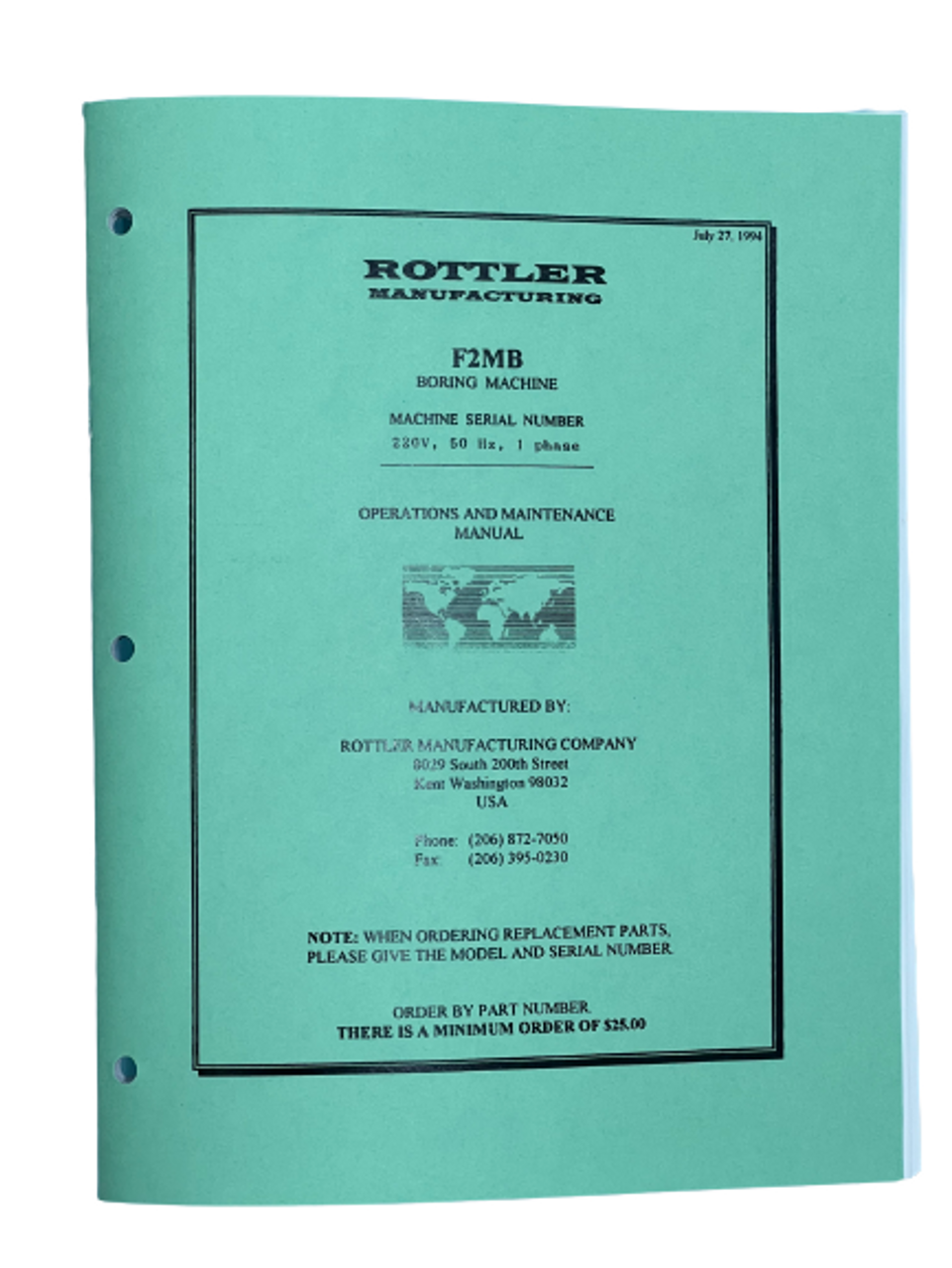 Rottler Model F2MB Boring Bar Manual