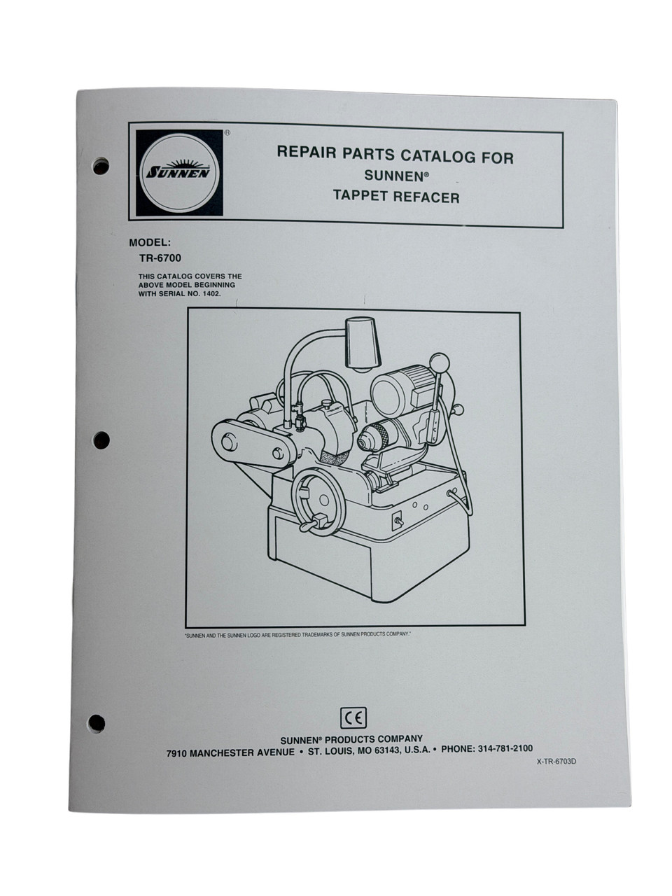 Sunnen Model TR6700 Tappet Grinder Parts Manual