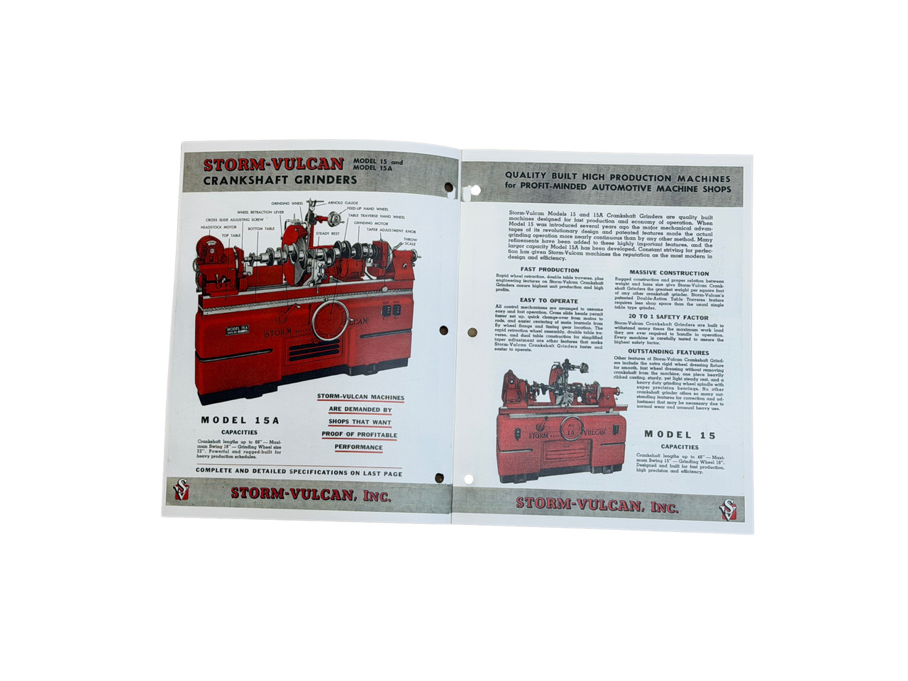 Storm Vulcan 15 and 15A Crankshaft Grinder Flier