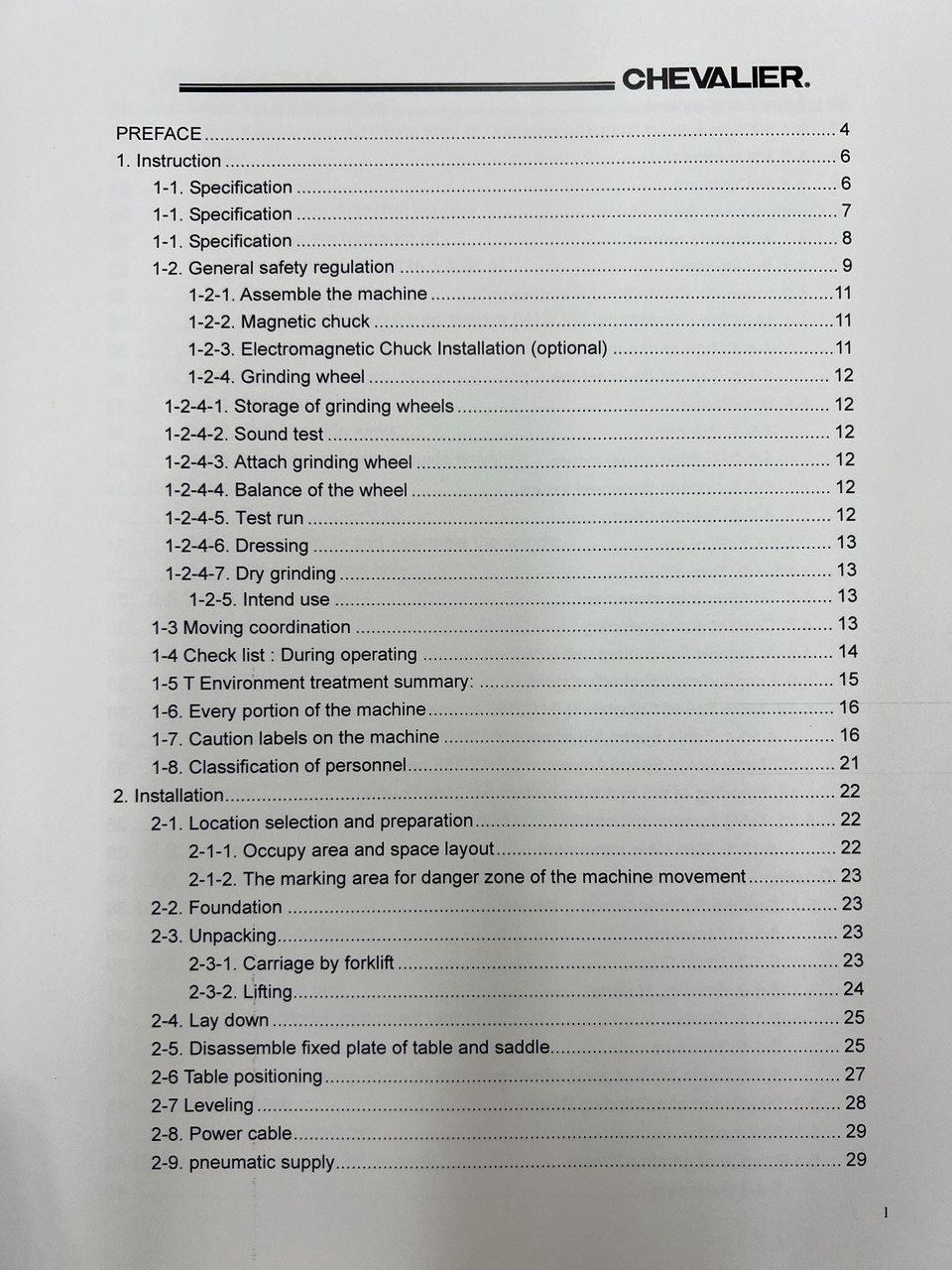 Operating and Parts Manual for Chevalier Smart-B12/16II Surface Grinders