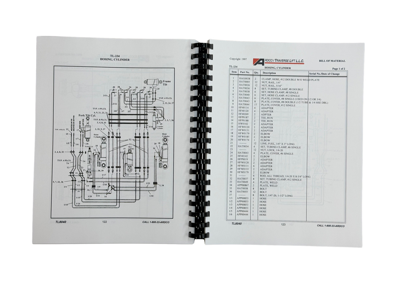 Traverse Forklift Model TL8040 Forklift Parts Manual