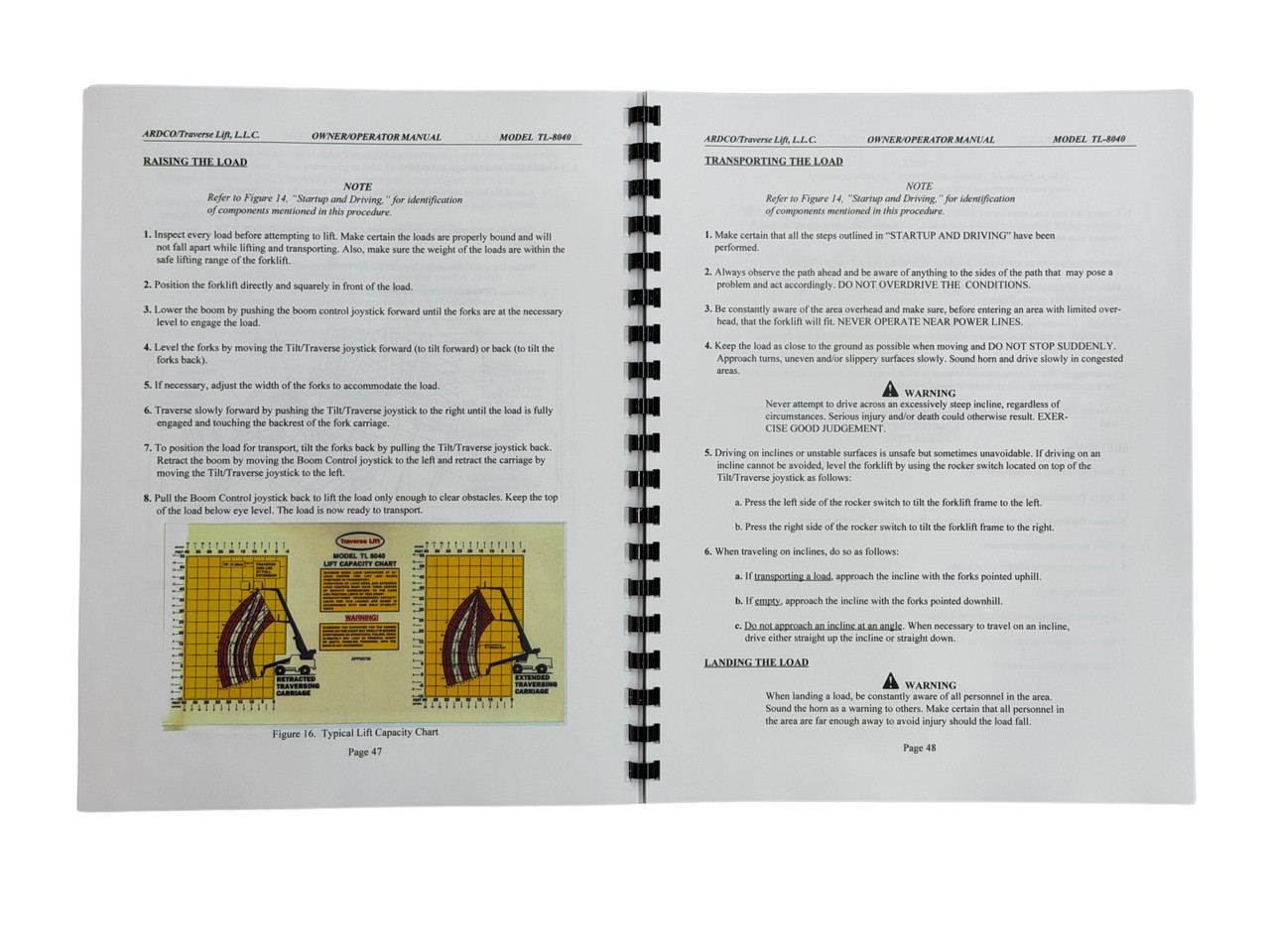 Traverse Forklift Model TL8040 Operators Manual