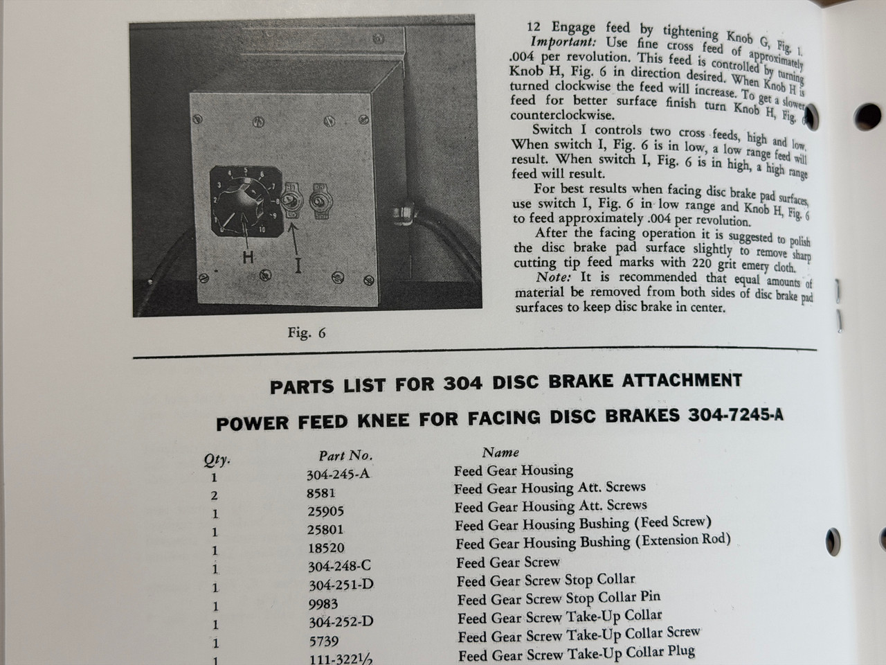 Van Norman Model 304 Brake Lathe Attachment Manual