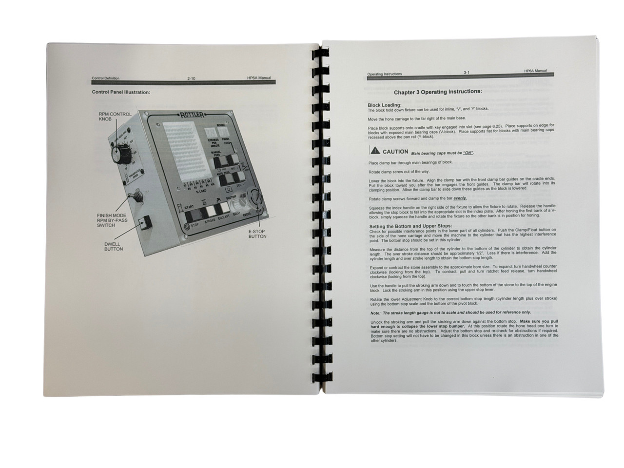 Rottler Model HP6A Cylinder Hone Operators and Maintenance Manual