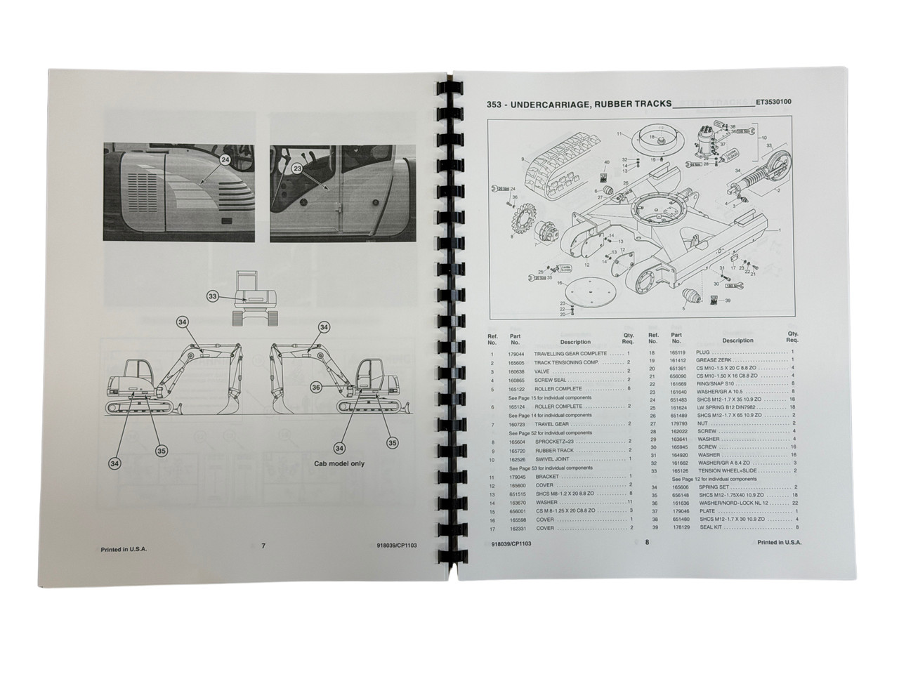 Gehl 353 and 373 Mini Excavator Parts Manual