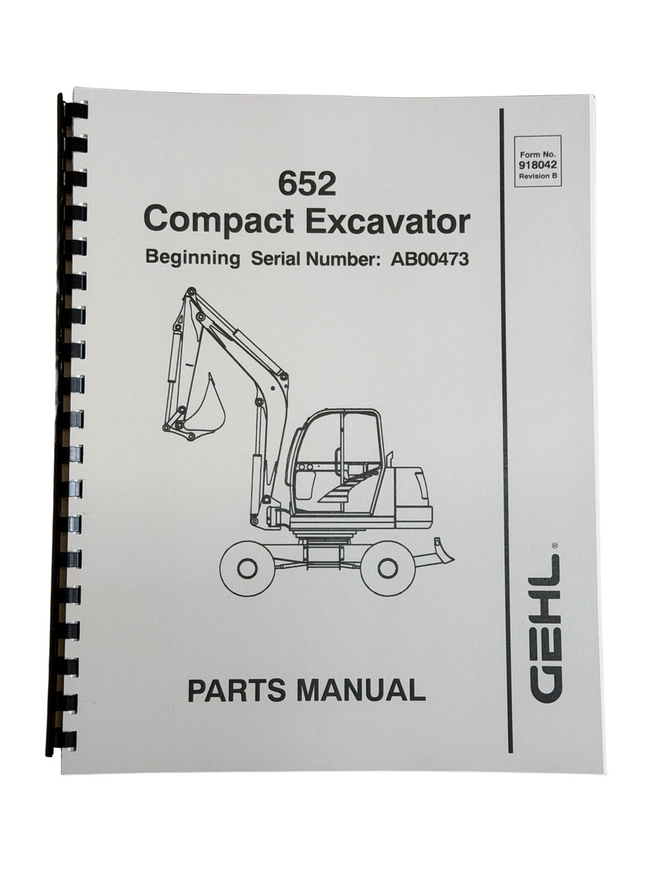 Gehl 652 Mini Excavator Parts Manual