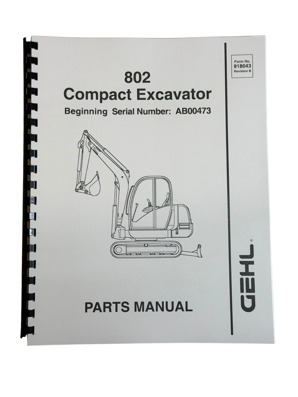 Gehl 802 Mini Excavator Parts Manual