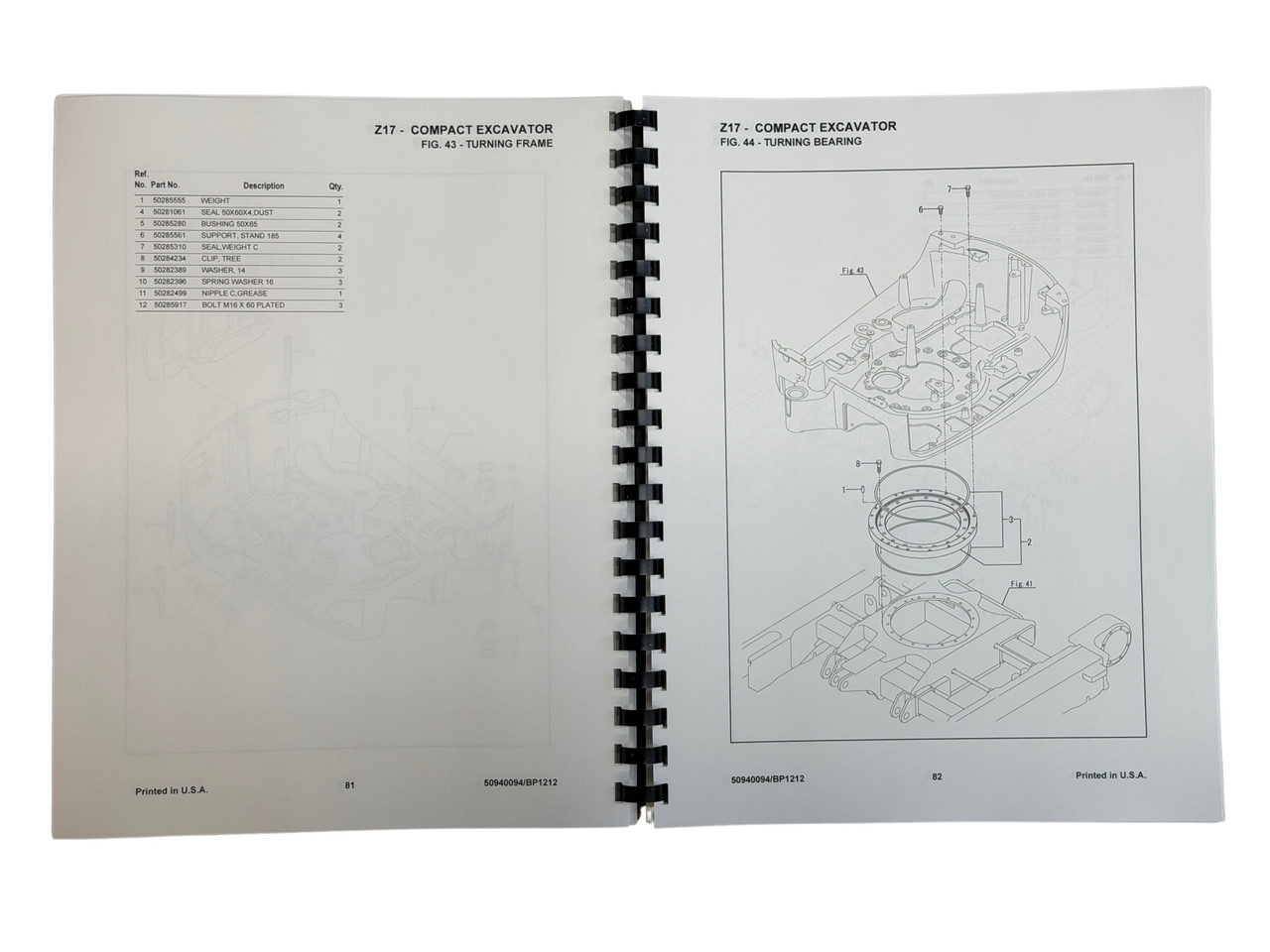 Gehl Z17 Mini Excavator Parts Manual