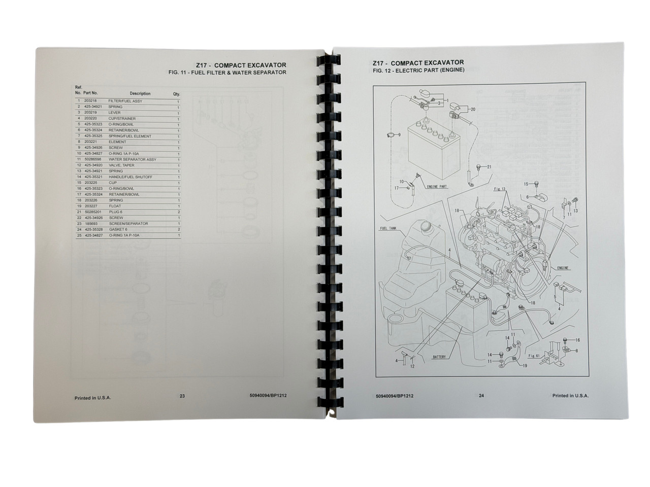 Gehl Z17 Mini Excavator Parts Manual