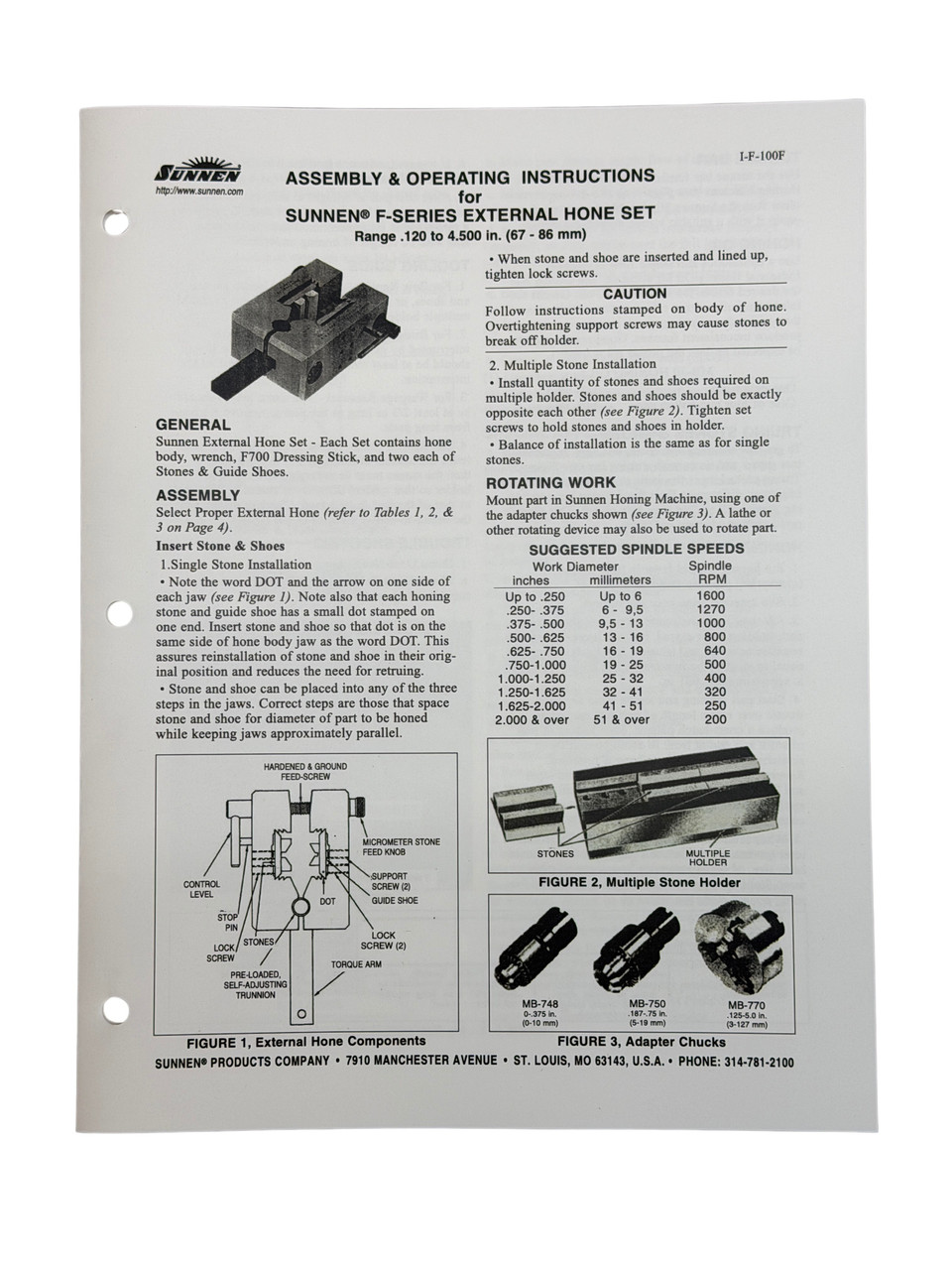 Sunnen F Series External Hone Instructions