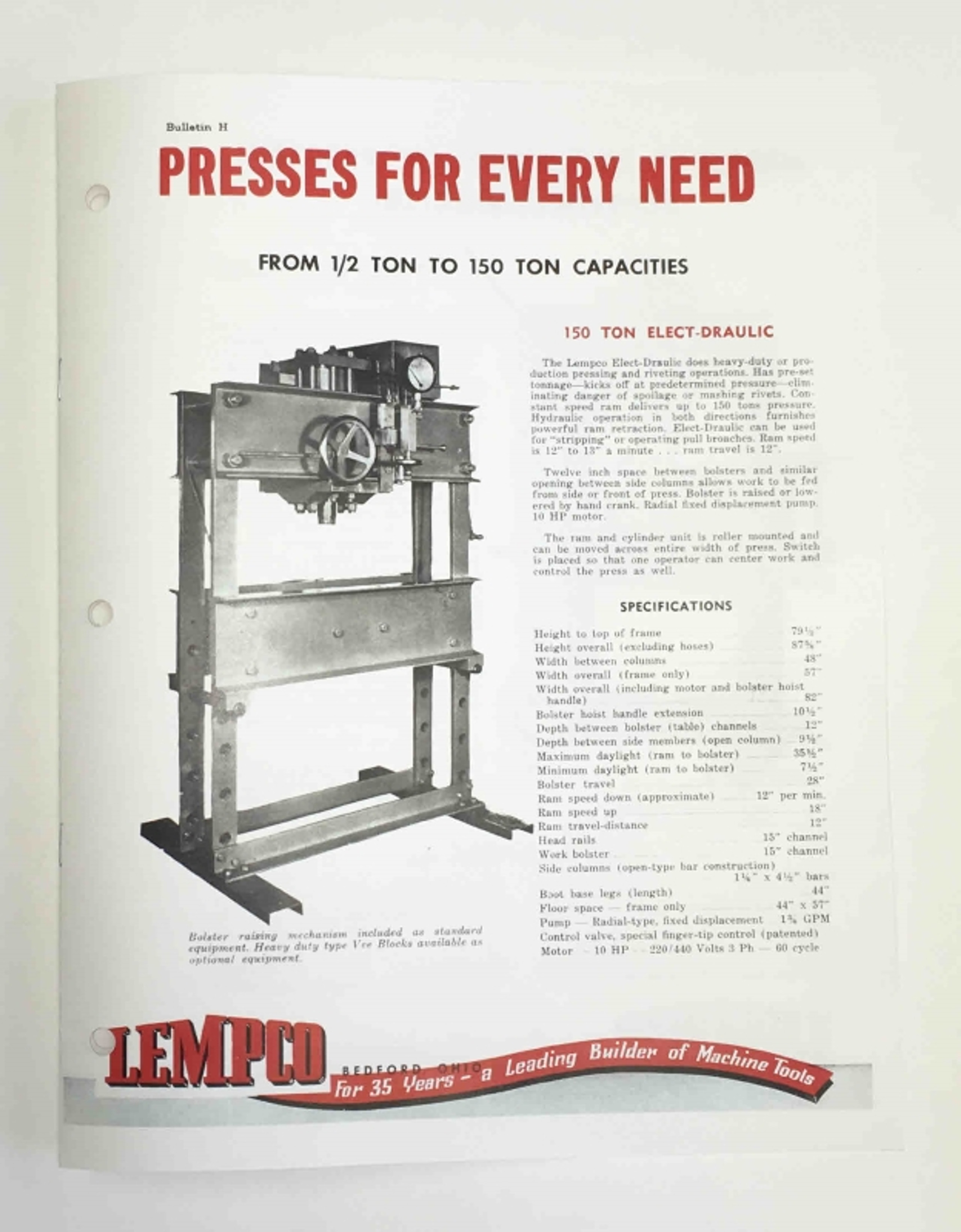 Lempco Hydraulic Press Flier