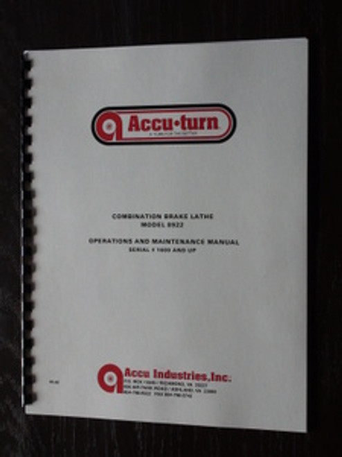 Accu Turn Model 8922 Manual