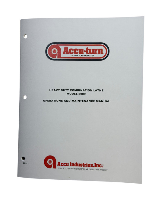 Accu Turn Model 8989 Brake Lathe Manual