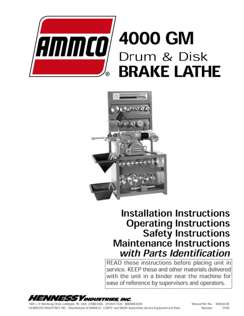 Ammco Model 4000-GM Manual