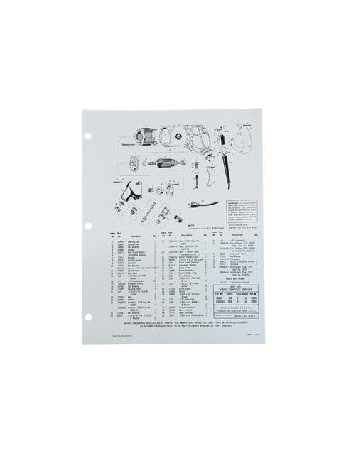 Black & Decker 55` Vibro Centric Valve Seat Driver Parts Breakdown