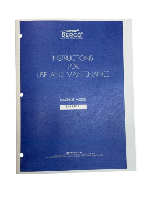 Berco Model BC4 & BC5 line Boring Machine Manual