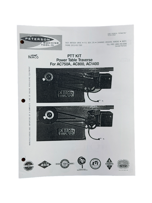 Berco AC750A  AC800 AC1400 Power Traverse Kit Manual