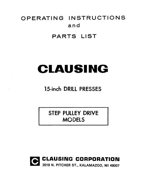 Clausing 15" Drill Press Manual