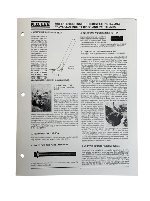 KO Lee Valve Seat Installer Manual
